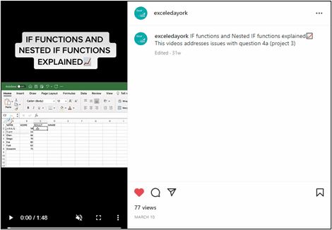 Instagram post: 'IF functions and nested IF functions explained'