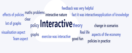 Word cloud of answers to survey questions