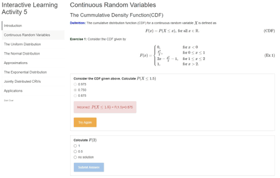 screenshot of a math test